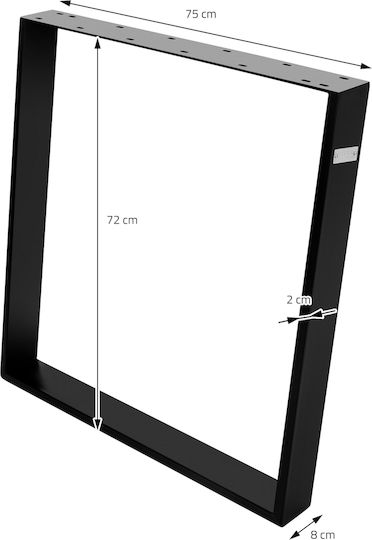 ML-Design Металическо Кракче За Мебел 2 Бройки Подходящо За Офис / Маса / Малка Маса 72см Черно
