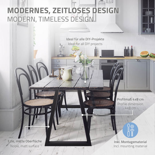 ECD Germany Metallisches Möbelbein Für Tisch Beistelltisch Büro 60x72cm Schwarze