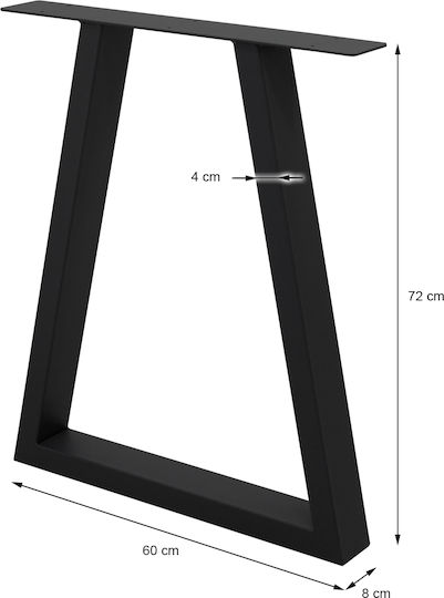 ECD Germany Metallisches Möbelbein Für Tisch Beistelltisch Büro 60x72cm Schwarze
