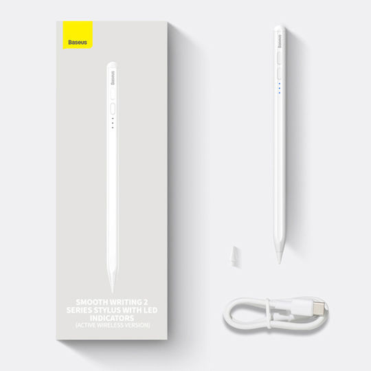 Baseus Smooth Writing Stylus with LED Indicators Digital with Palm Rejection for iPad in White color SXBC060402