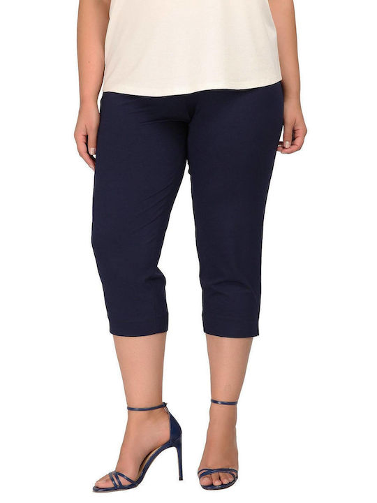 Dina Women's Fabric Capri Trousers Navy Blue