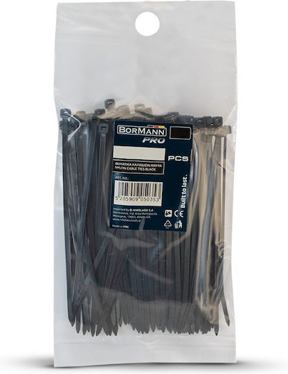 Bormann Plastic Cable Ties 250mm x 7.6mm in Black Colour (100 pcs) (050551)