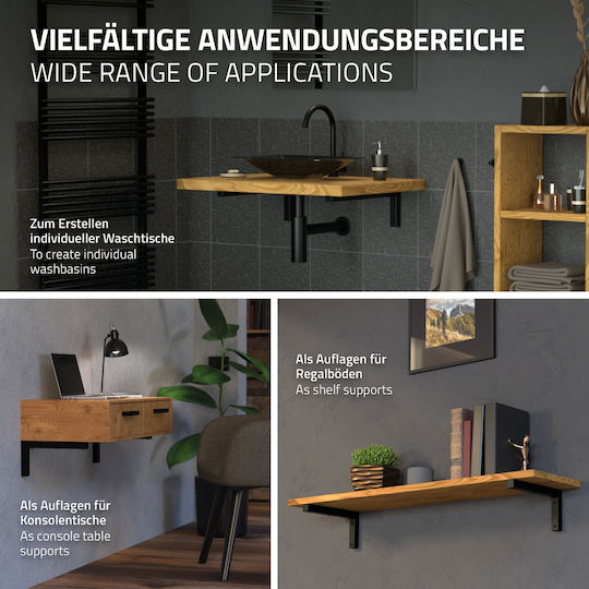 ML-Design Heavy-Duty Metallic Corner Shelf Black 300x150mm 490006970