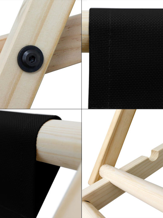 Liegestühle Holz mit Schwarz Stoff 117x52x10cm
