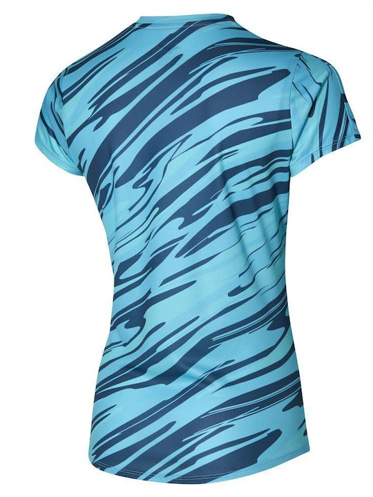 Mizuno Core Graphic Women's Sport Blouse Short Sleeve Blue