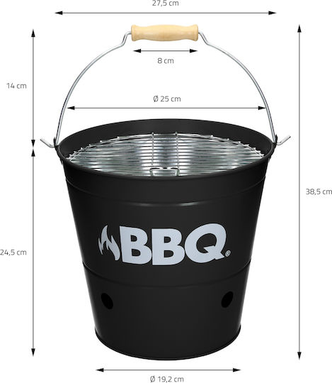 ECD Germany Inox Portabilă Grătar cu Cărbuni 25cmx25cm