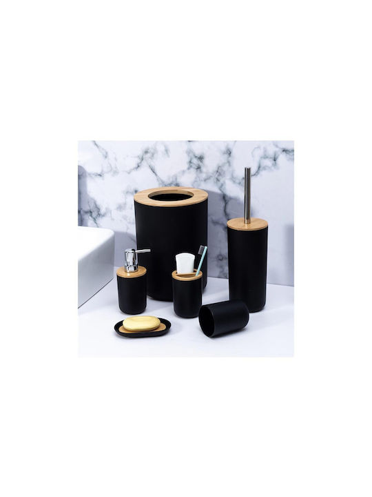 Aria Trade Plastic Bathroom Accessory Set Black 6pcs