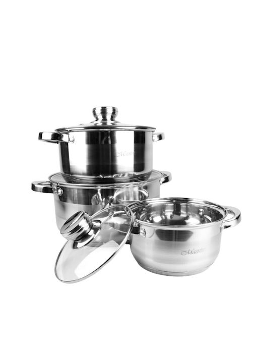 Maestro Pots Set of Stainless Steel with No Coating 3pcs