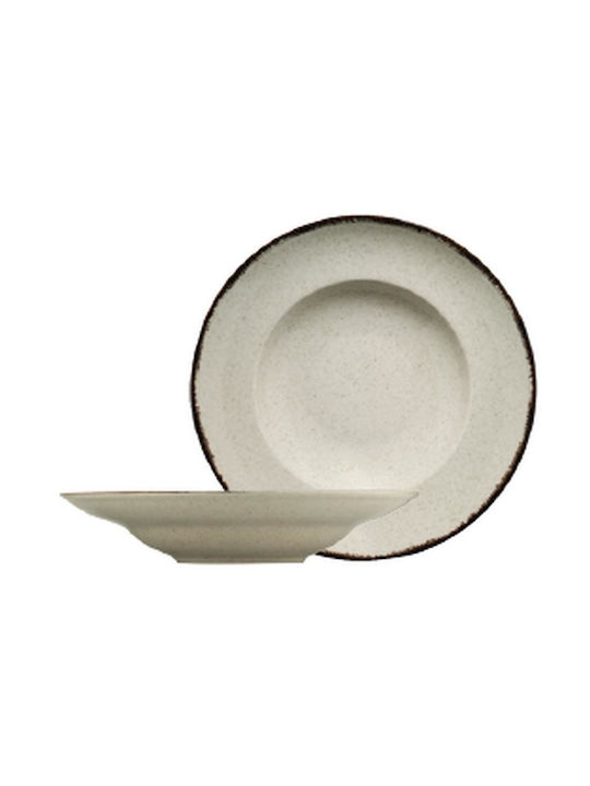 Kutahya Porselen Plate Pasta made of Porcelain Cinnamon with Diameter 27cm