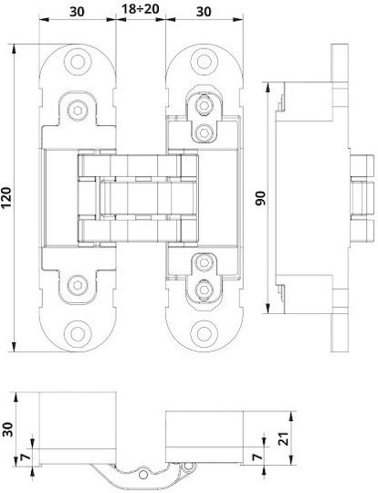 Otlav Metallic Furniture Hinge Χρυσό