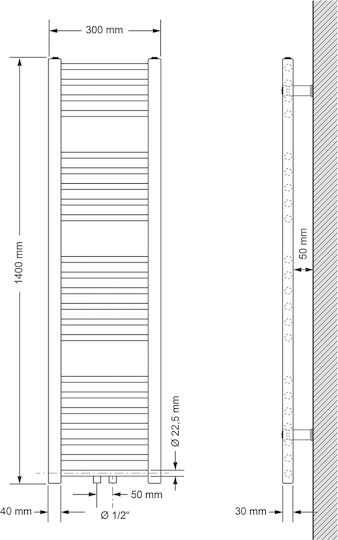 ECD Germany Sahara Релса за кърпи за Баня 1400x300 Сребрист