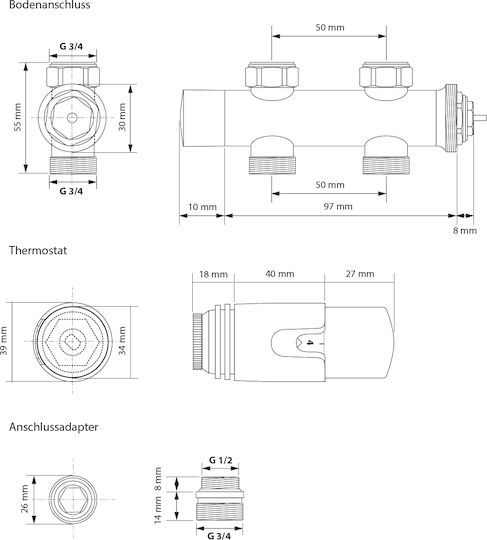 ECD Germany Handtuchhalter Badezimmer 800x400 Weiß