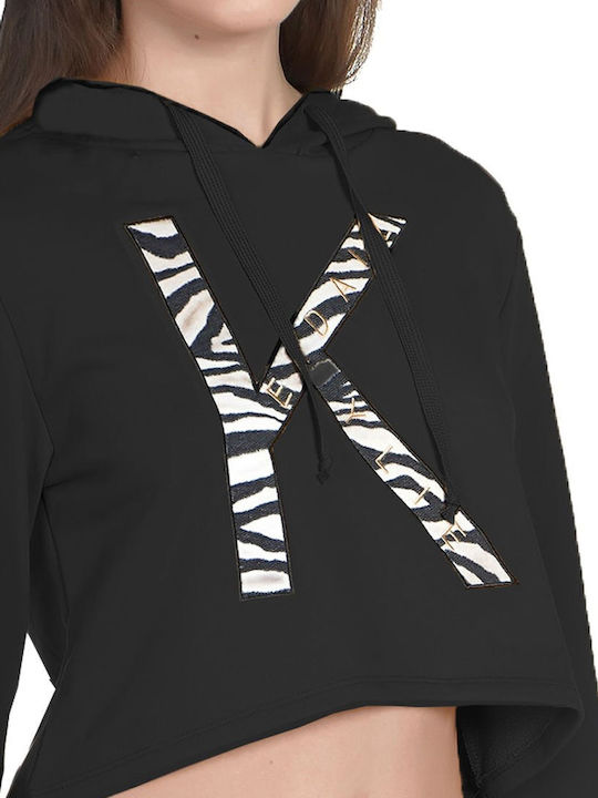 Women's Summer Crop Top Cotton Long Sleeve Animal Print Black