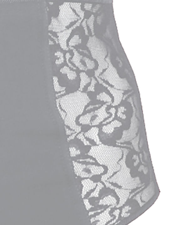 Helios Baumwolle Hochtailliert Damen Slip mit Spitze Gray