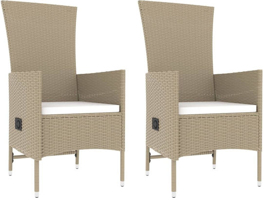 vidaXL Garten- und Outdoor-Möbelsets für kleinen Balkon 3 Stück Beige mit Kissen