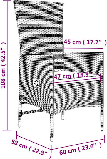 vidaXL Garten- und Outdoor-Möbelsets für kleinen Balkon 3 Stück Beige mit Kissen