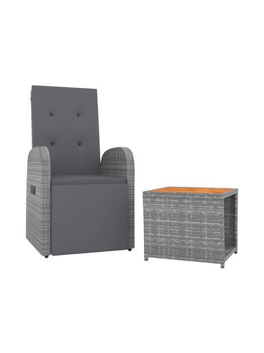 Garden & Outdoor Furniture Set for Small Spaces 2 Pieces Gray with Pillows