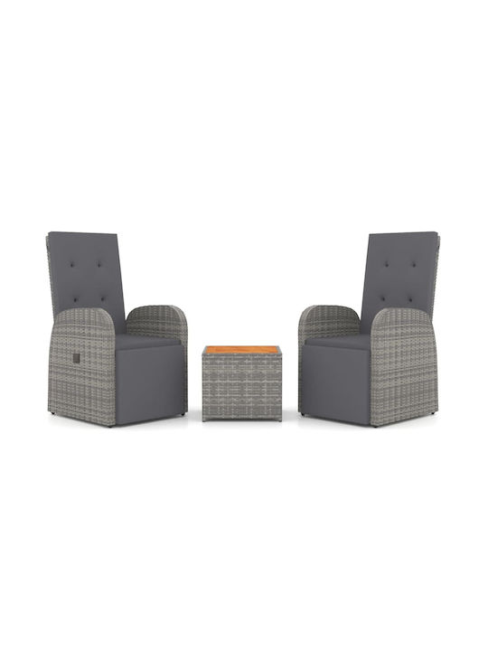 Garden & Outdoor Furniture Set for Small Outdoor Spaces 3 Pieces Gray with Pillows