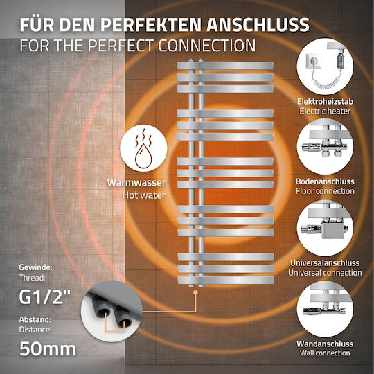 ECD Germany Ηλεκτρική Πετσετοκρεμάστρα 1200W 120x50cm Ασημί