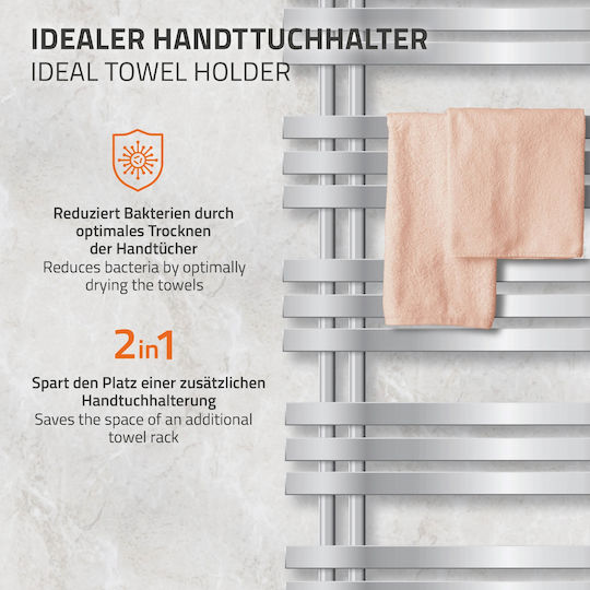 ECD Germany Ηλεκτρική Πετσετοκρεμάστρα 1200W 120x50cm Ασημί