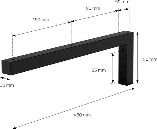 ML-Design Heavy-Duty Metallic Corner Shelf Black 450x150mm 490006974