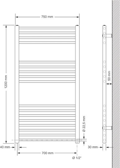 ECD Germany Sahara Electric Towel Rail 1200W 120x75cm White