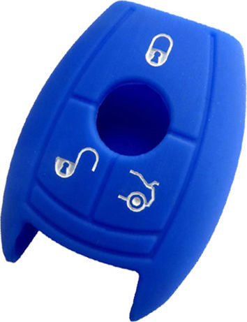 Silicone Car Key Cover Case with 3 Buttons for Mercedes Benz Blue