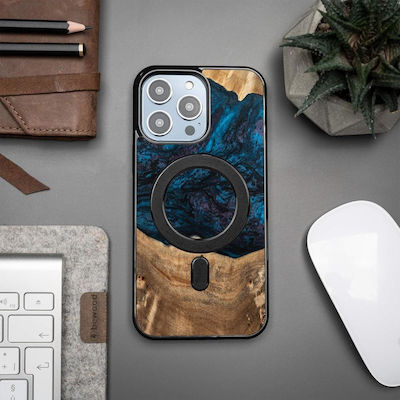 Wood Coperta din spate Silicon Albastru marin (iPhone 14 Pro Max)