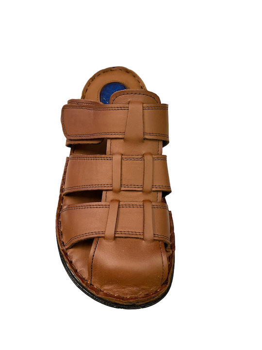 Leder Herrensandalen in Tabac Braun Farbe