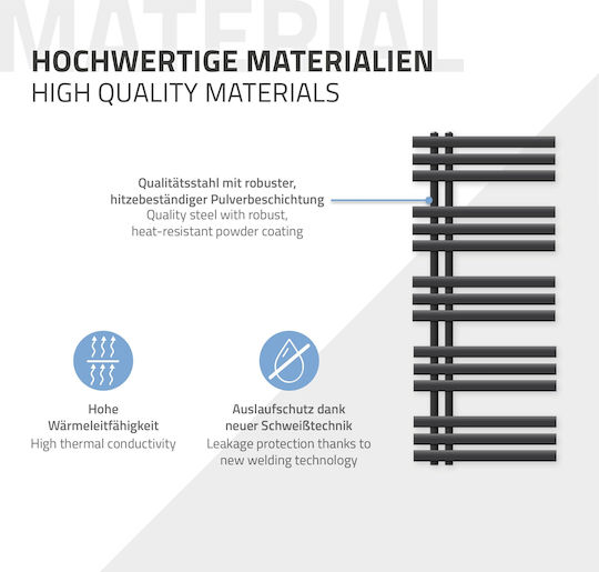 ECD Germany Iron Em Релса за кърпи за Баня 1200x500 Сив