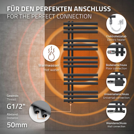 ECD Germany Iron Em Релса за кърпи за Баня 1200x500 Сив