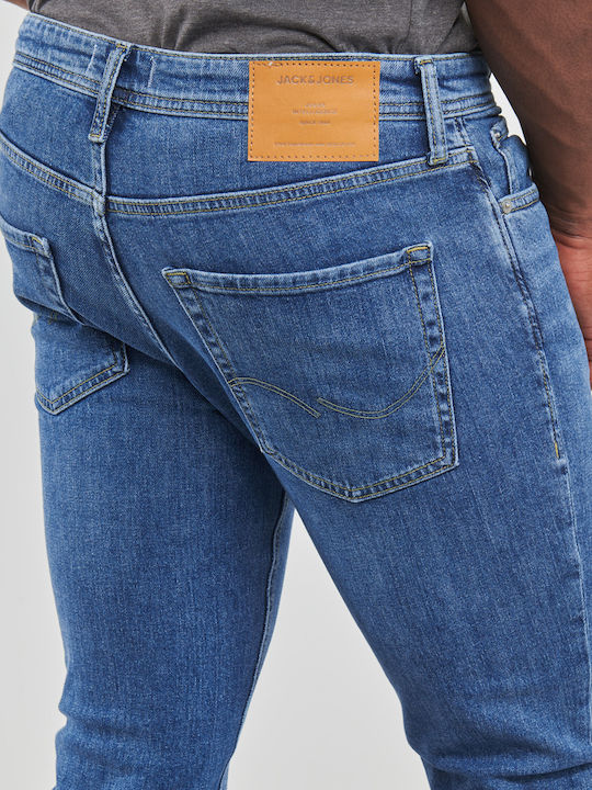 Men's Elastic Jeans Pants with Skinny Straight Fit Blue