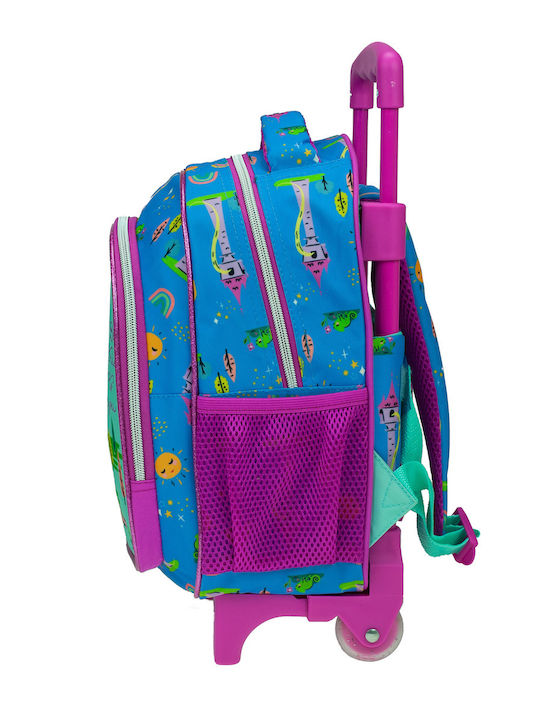 Gim Princess Rapunzel School Bag Trolley Kindergarten Light Blue with Water Bottle Holder 12Liters