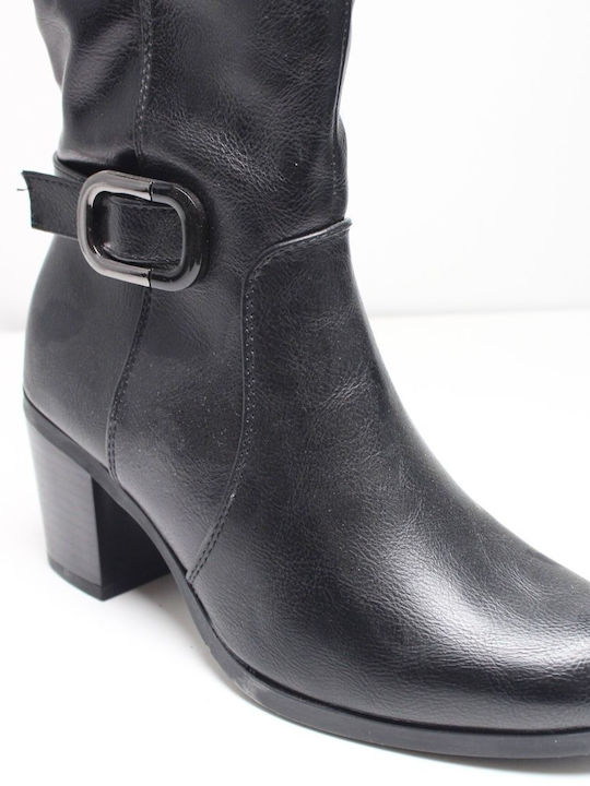 Plato Damenstiefel mit mittlerem Absatz Schwarz