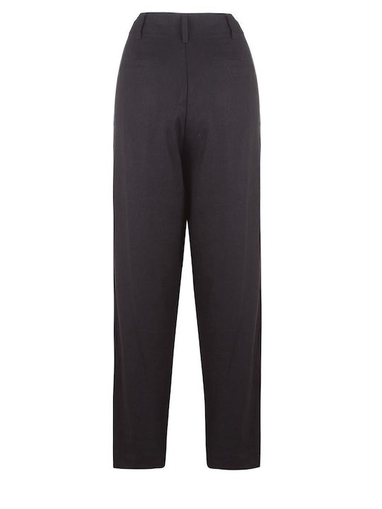 DKNY Damen Leinen Hose Schwarz