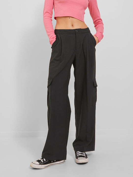 Women's Fabric Cargo Trousers Black