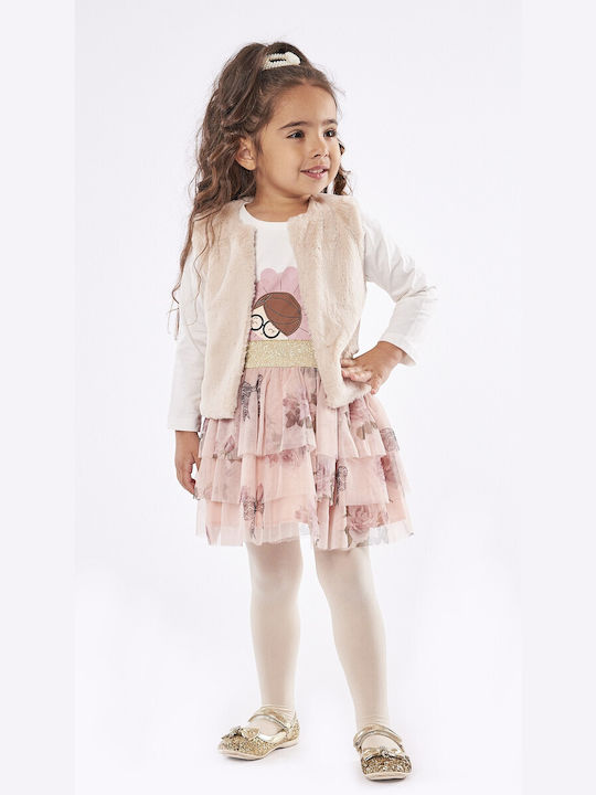 Εβίτα Kids Set with Skirt Winter 3pcs Ecru