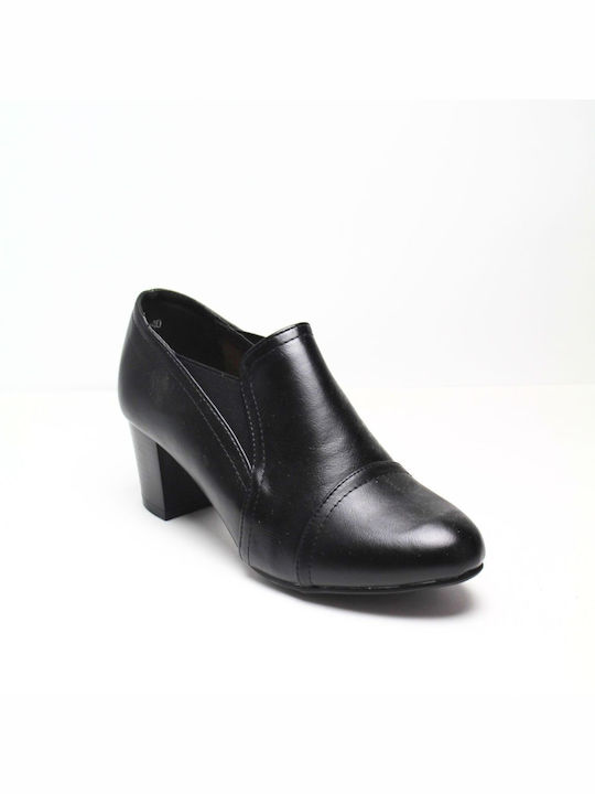 Alta Moda Anatomic Leather Black Medium Heels