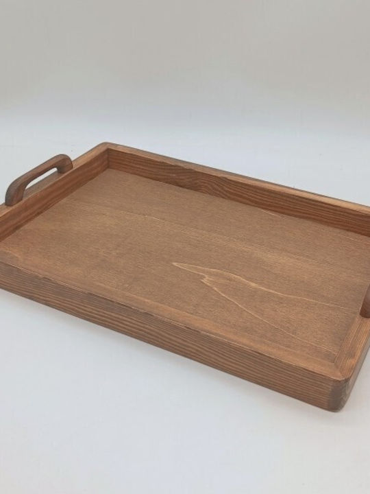 Korres Craft Wooden Rectangular Serving Tray with Handles in Pink Color 44x31x4.5cm 236-302-03 1pcs