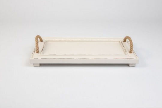 Korres Craft Wooden Rectangular Serving Tray with Handles in White Color 19.6x36cm 236-603-63 1pcs