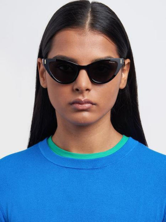 Polaroid Women's Sunglasses with Black Plastic Frame and Black Polarized Lens PLD6174/S 807/M9