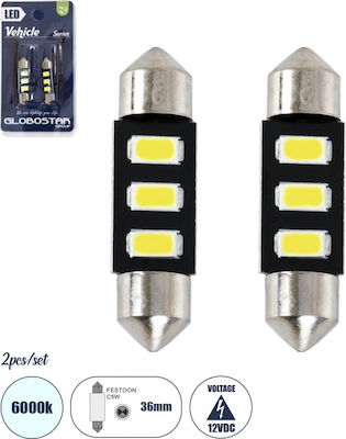 GloboStar Lămpi Autoturismului C5W LED 6000K Alb rece 12V 1.5W