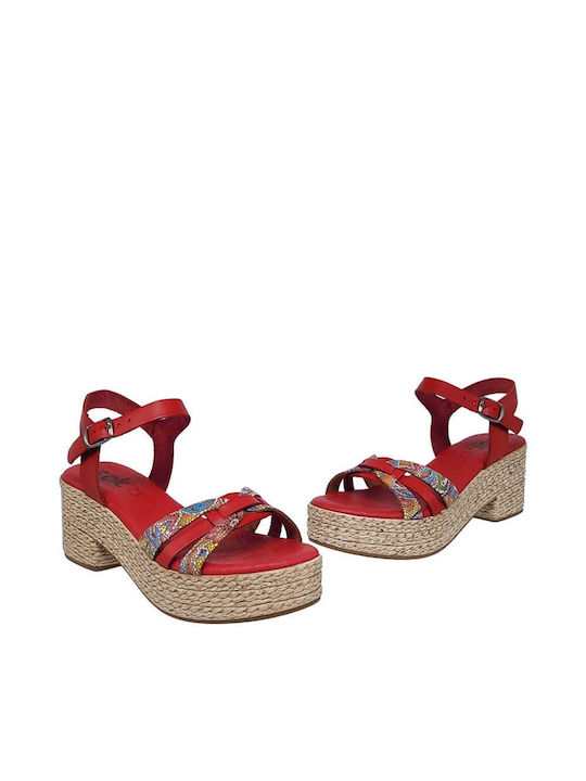 SPK Shoes Leather Women's Sandals Red 7028