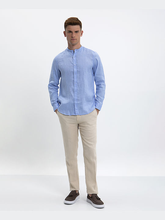 Vardas Linen Shirt Modern Fit Vardas Navy Blue