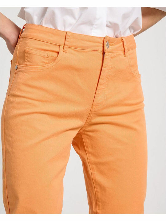 High Waist Women's Jean Trousers in Regular Fit Orange