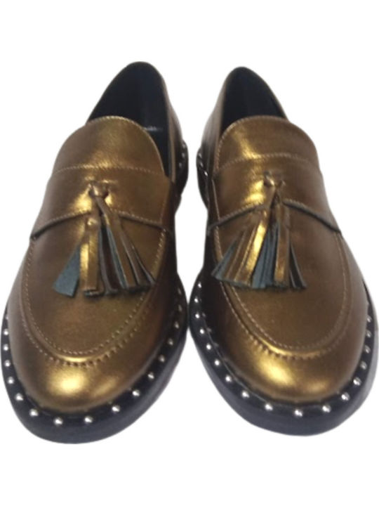 Damen Loafers Metallic Gold