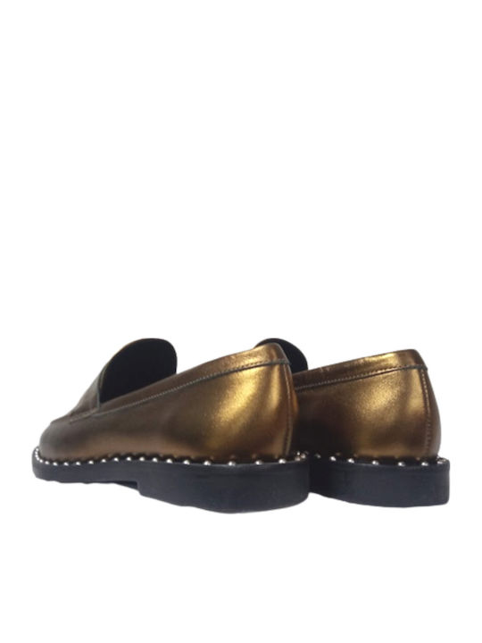 Damen Loafers Metallic Gold