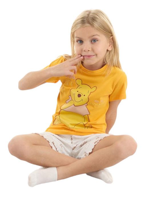 Disney Παιδική Πιτζάμα Καλοκαιρινή Πορτοκαλί Winnie The Pooh