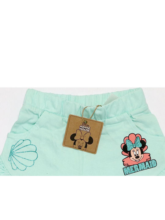 Șort/Salopetă Copii din Material Textil Minnie Mouse Turcoaz