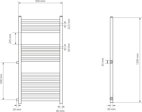 ECD Germany Sahara Replacement Πετσετοκρεμάστρα Μπάνιου 1200x500 515.14kcal/h Λευκή